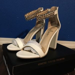 White Lulus jeweled heels... brand new!!